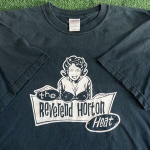 Vintage The Reverend Horton Heat T-Shirt Mens XL Black Phychobilly Rock Band 90s